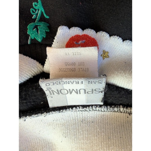 Vintage Spumoni 1X Halloween Fall Sweatshirt Embroidered Pumpkin Bears Scarecrow - Picture 8 of 11